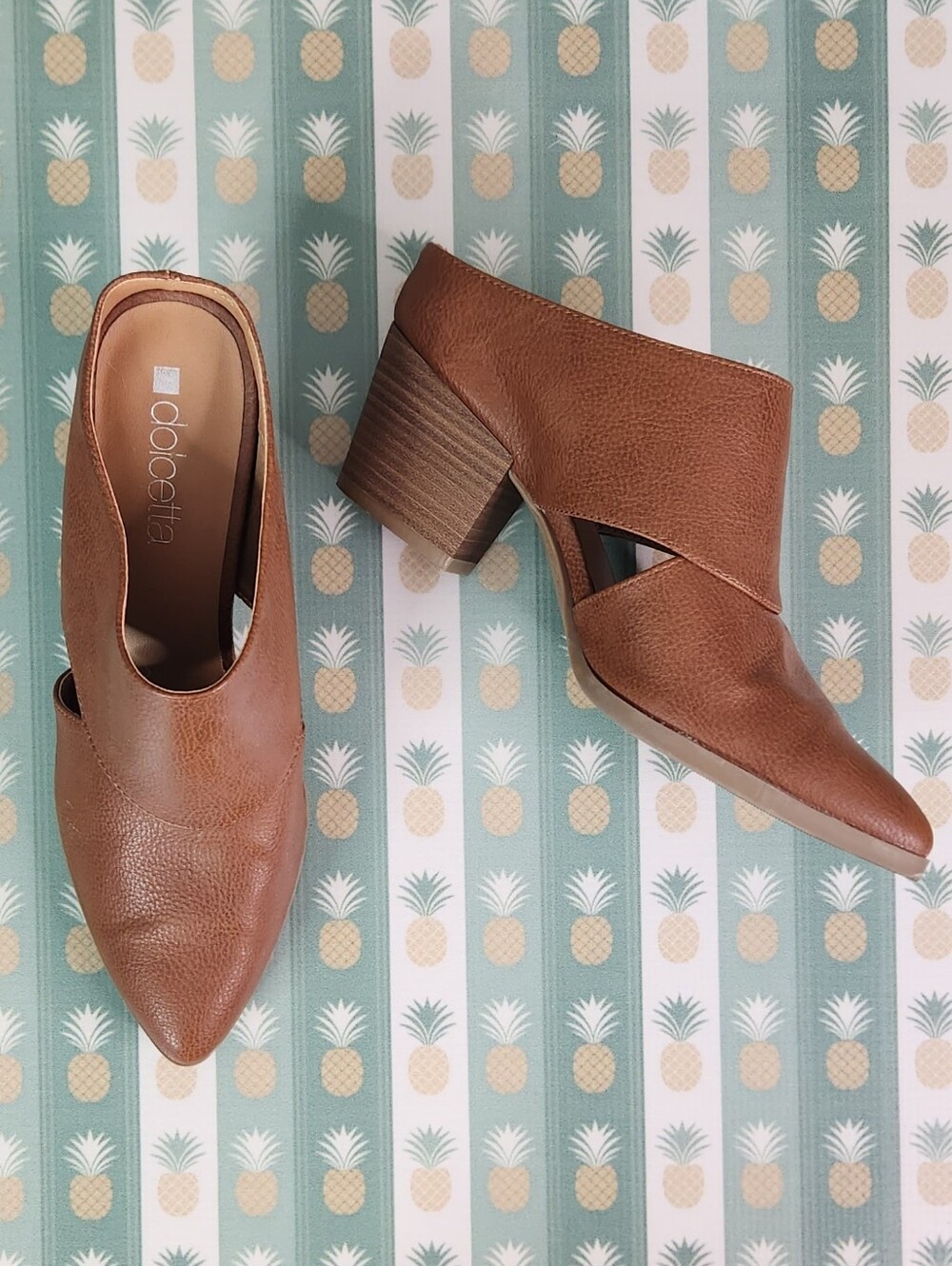 Dolcetta Mase Brown Pointed Leather Mule Booties